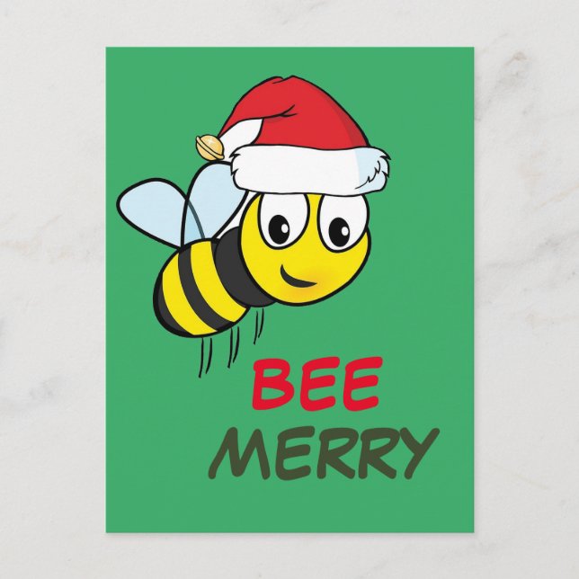 Cartes Pour Fêtes Annuelles Joyeuse abeille de Noël (Devant)