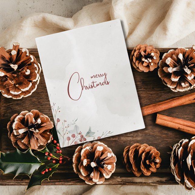 Cartes Pour Fêtes Annuelles Joyeuse aquarelle de Noël Berry d'hiver non photo (Créateur téléchargé)