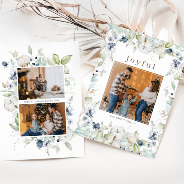 Cartes Pour Fêtes Annuelles Joyeuse aquarelle Foliing Noël (Créateur téléchargé)