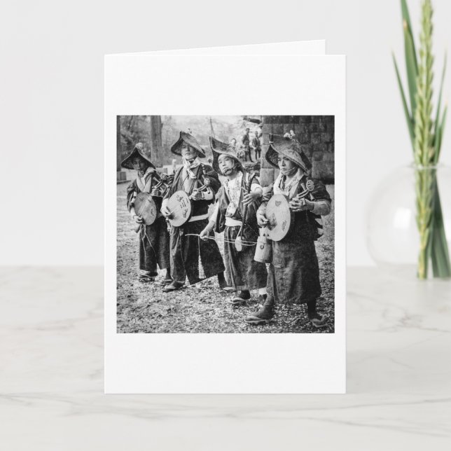 Cartes Pour Fêtes Annuelles Joyeuse bande des musiciens dans la vieille (Devant)