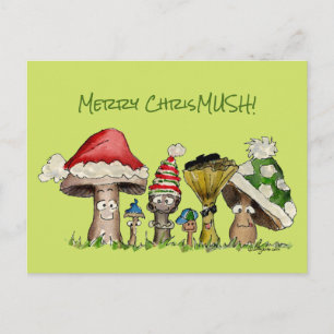 Cartes Pour Fêtes Annuelles Joyeuse bande dessinée de champignons de Noël de