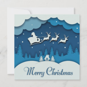 Cartes Pour Fêtes Annuelles Joyeuse calgraphie de Noël Père Noël Sleigh Reinde