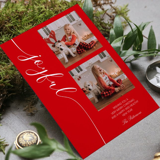 Cartes Pour Fêtes Annuelles Joyeuse calligraphie de Noël Script Photo (Créateur téléchargé)