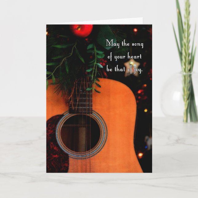 Cartes Pour Fêtes Annuelles Joyeuse chanson de Noël, Guitare acoustique de vac (Devant)