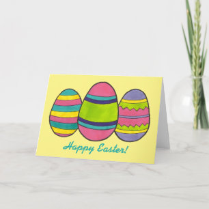 Cartes Pour Fêtes Annuelles Joyeuse chasse aux oeufs peints colorés de Pâques