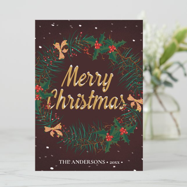 Cartes Pour Fêtes Annuelles Joyeuse couronne de Noël | Fun Pet Grey (Créateur téléchargé)