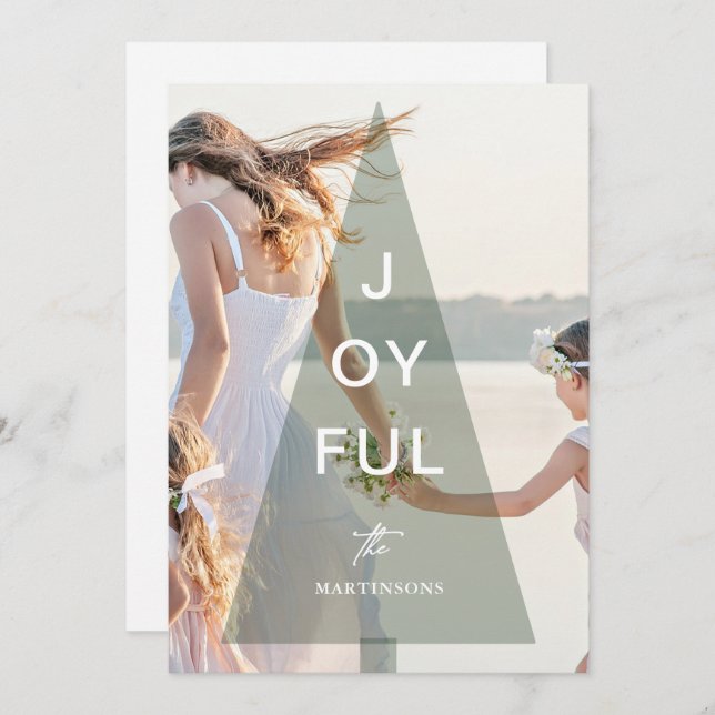 Cartes Pour Fêtes Annuelles Joyeuse couverture d'arbre de Noël vert (Devant / Derrière)