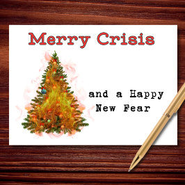 Cartes Pour Fêtes Annuelles Joyeuse Crise & Bonne Année de Peur Humour de Noël