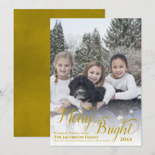 Cartes Pour Fêtes Annuelles Joyeuse et brillante calligraphie Script Gold Phot