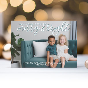 Cartes Pour Fêtes Annuelles Joyeuse et brillante calligraphie Turquoise - Phot