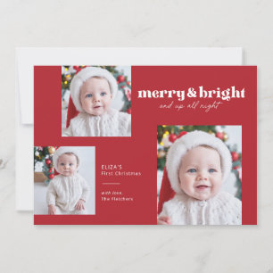 Cartes Pour Fêtes Annuelles Joyeuse et brillante Funny Baby First Christmas Ca