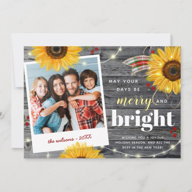 Cartes Pour Fêtes Annuelles Joyeuse et Lumineuse Photo de Famille Rustique de  (Devant)