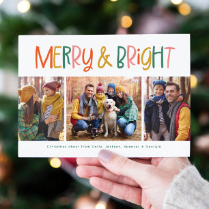 Cartes Pour Fêtes Annuelles Joyeuse et lumineuse photo de Noël mignonne amusan