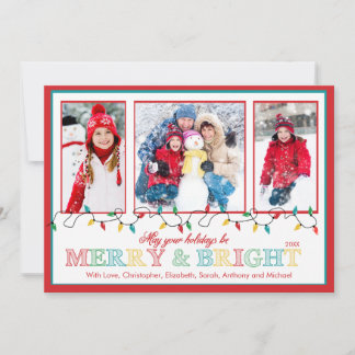 Cartes Pour Fêtes Annuelles Joyeuse et lumineuse salutation de photo des