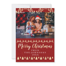 Joyeuse famille de Noël Photo Golden Rustic Classe