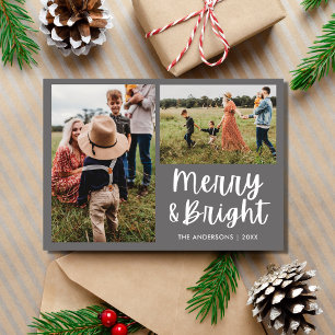 Cartes Pour Fêtes Annuelles Joyeuse famille simple à deux photos