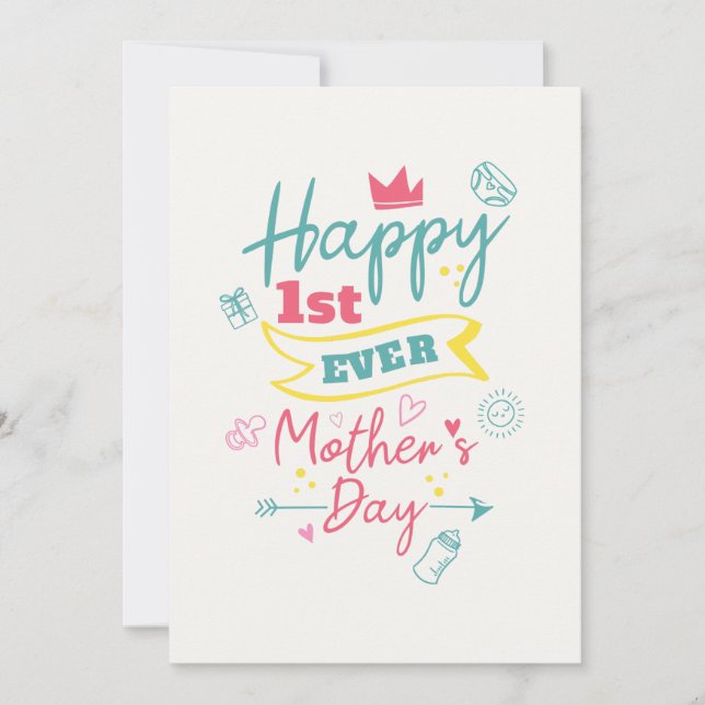 Cartes Pour Fêtes Annuelles Joyeuse Fête des mères 1ère Fête Maman mignonne (Devant)