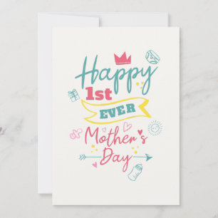 Cartes Pour Fêtes Annuelles Joyeuse Fête des mères 1ère Fête Maman mignonne