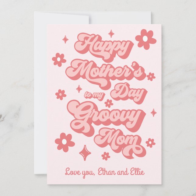 Cartes Pour Fêtes Annuelles Joyeuse fête des Mères à ma Maman Groovy (Devant)
