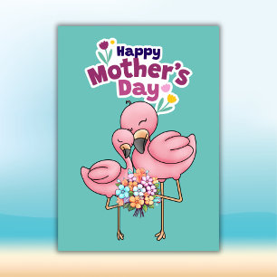 Cartes Pour Fêtes Annuelles Joyeuse Fête des mères aux Flamants roses mignons 