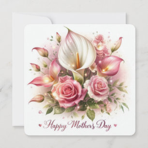 Cartes Pour Fêtes Annuelles Joyeuse fête des Mères Calla Lilies et Roses