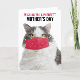 Cartes Pour Fêtes Annuelles Joyeuse fête des Mères Chat drôle dans Covid Visag