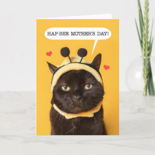Cartes Pour Fêtes Annuelles Joyeuse Fête des Mères Chat Mignon avec Chapeau de
