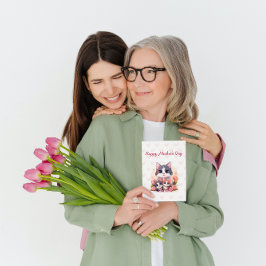 Cartes Pour Fêtes Annuelles Joyeuse fête des mères Chat pastel doux