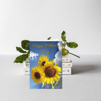 Cartes Pour Fêtes Annuelles Joyeuse fête des mères Citation Trio Tournesol