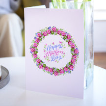 Joyeuse Fête des mères couronne rose florale