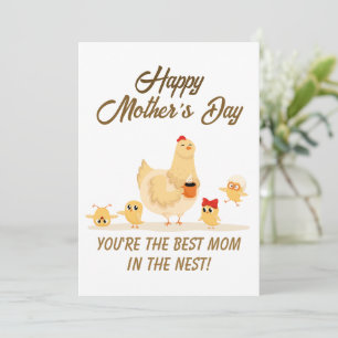 Cartes Pour Fêtes Annuelles Joyeuse Fête des Mères Drôle poulet Hen Maman Humo