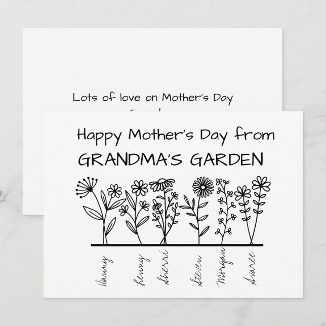 Cartes Pour Fêtes Annuelles Joyeuse fête des mères du JARDIN DE GRANDMA (Devant / Derrière)
