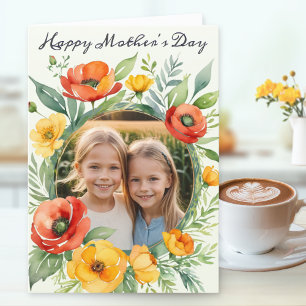 Cartes Pour Fêtes Annuelles Joyeuse Fête des Mères Fleur Sauvage Rustique Phot