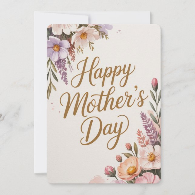 Cartes Pour Fêtes Annuelles Joyeuse Fête des Mères Fleurie Pastel (Devant)