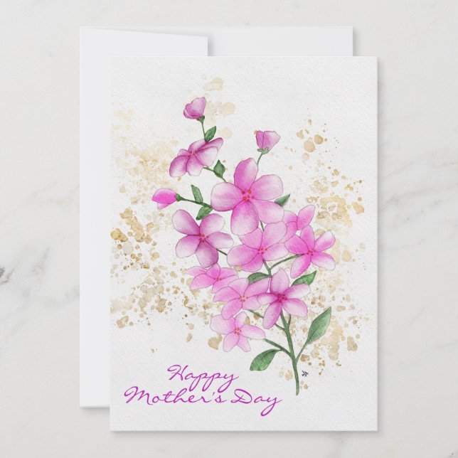 Cartes Pour Fêtes Annuelles Joyeuse Fête des Mères Fleurs roses éclaboussures  (Devant)