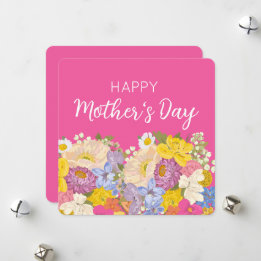 Cartes Pour Fêtes Annuelles Joyeuse Fête des Mères Floral Blooms 