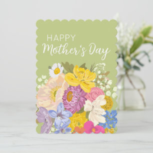 Cartes Pour Fêtes Annuelles Joyeuse Fête des Mères Floral Blooms