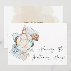 Cartes Pour Fêtes Annuelles Joyeuse fête des mères Floral Blue Boy