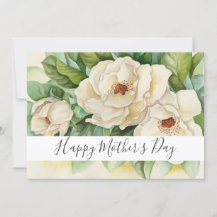 Cartes Pour Fêtes Annuelles Joyeuse Fête des Mères Floral Magnolia Nom Script
