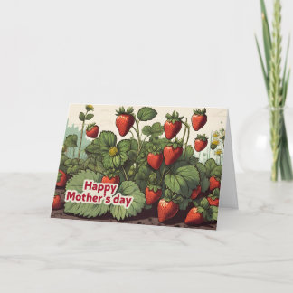 Cartes Pour Fêtes Annuelles Joyeuse fête des mères Fraises dans le jardin