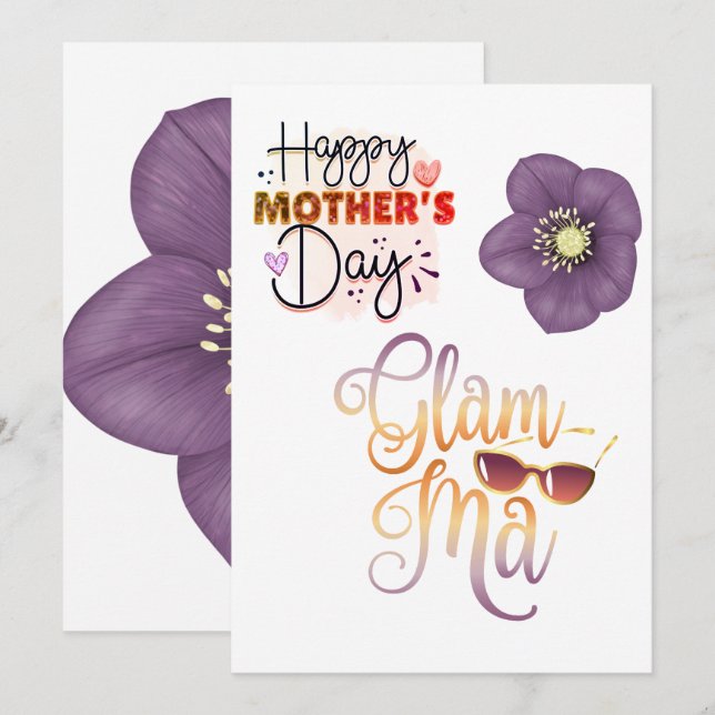 Cartes Pour Fêtes Annuelles Joyeuse fête des Mères Grand-mère (Devant / Derrière)