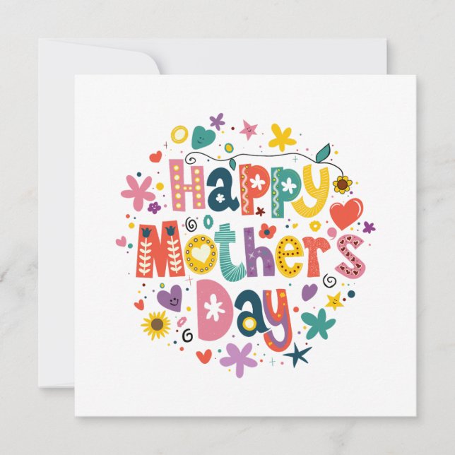 Cartes Pour Fêtes Annuelles Joyeuse fête des mères - lettrage cool floral (Devant)