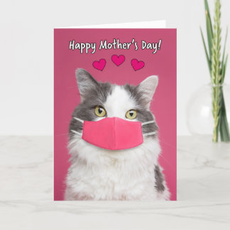 Cartes Pour Fêtes Annuelles Joyeuse fête des mères mignonne chat en masque de