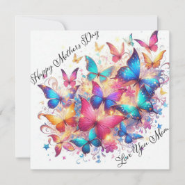 Cartes Pour Fêtes Annuelles Joyeuse Fête des mères papillons étincelants