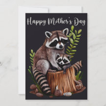 Joyeuse fête des mères Raton laveurs mignons