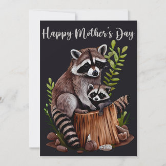Cartes Pour Fêtes Annuelles Joyeuse fête des mères Raton laveurs mignons