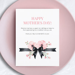Cartes Pour Fêtes Annuelles Joyeuse fête des mères rose floral noir Bow Meille