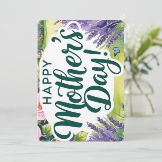 Cartes Pour Fêtes Annuelles Joyeuse Fête des Mères Rose Graden Papillons Vert 