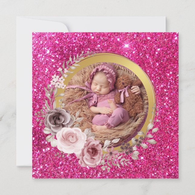 Cartes Pour Fêtes Annuelles Joyeuse Fête des Mères rose poudré pailleté photo  (Devant)
