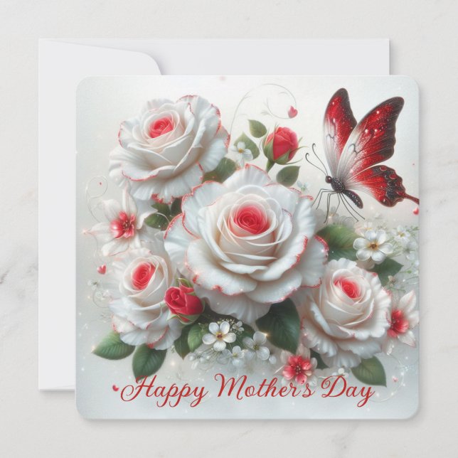 Cartes Pour Fêtes Annuelles Joyeuse Fête des Mères Roses (Devant)